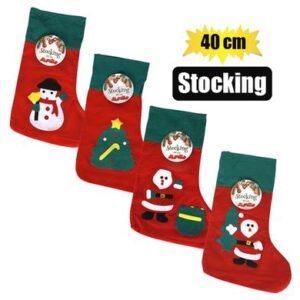 Xmas stocking felt w app 40cm asstd